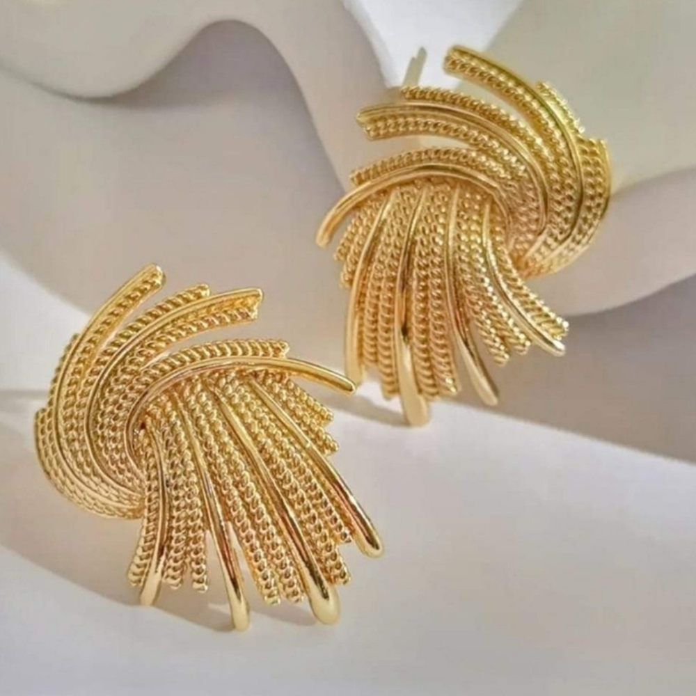 Anthropologie 18K Gold Twisted Shape Earrings